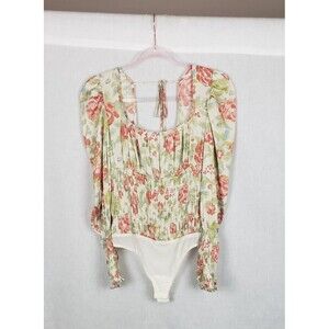 Free People Intimately Smock It To You Tea Combo Floral Bodysuit M Regencycore